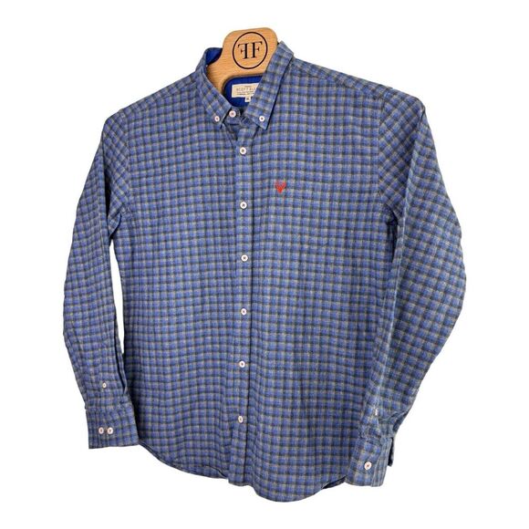 Scott Ellis Men's Blue & Grey Plaid Flannel Button Down Shirt Size XL - Picture 4 of 6